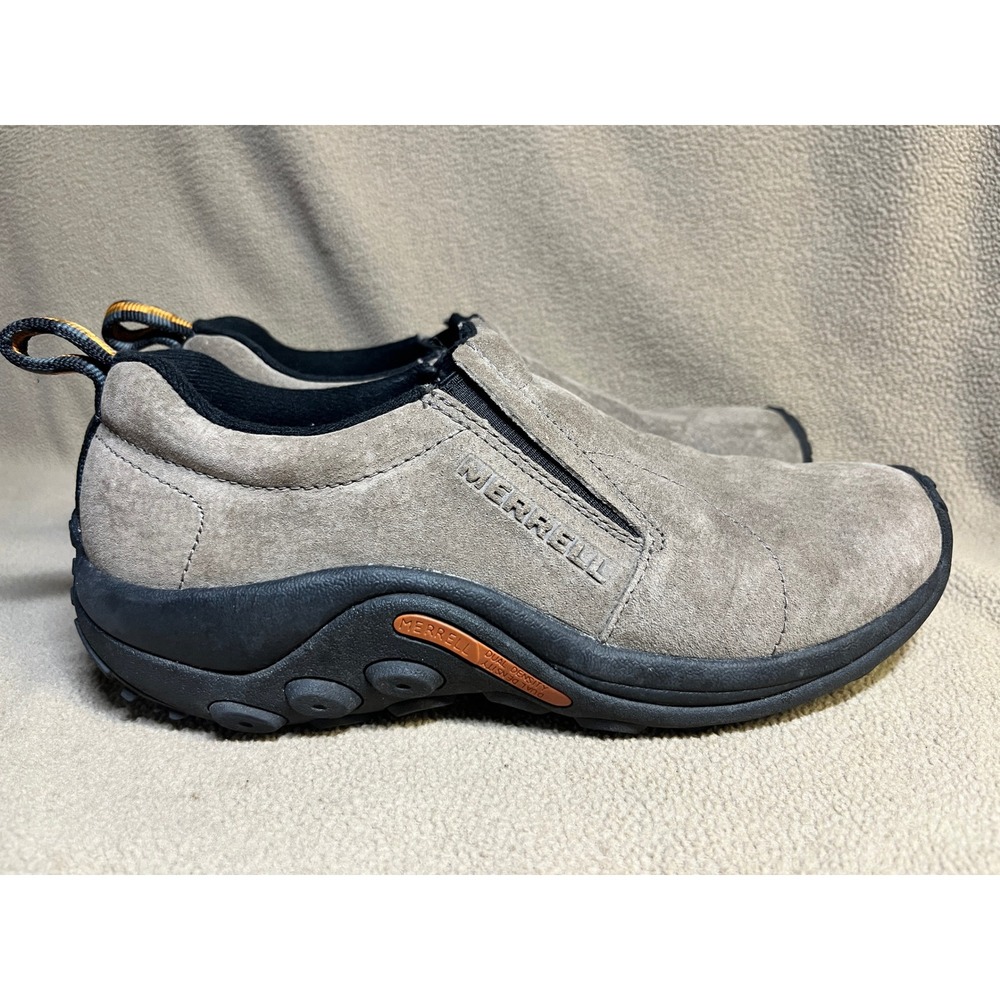 Merrell Jungle Moc Mens Suede Slip On Shoes Taupe Grey Casual Outdoor Comfort - Picture 4 of 16